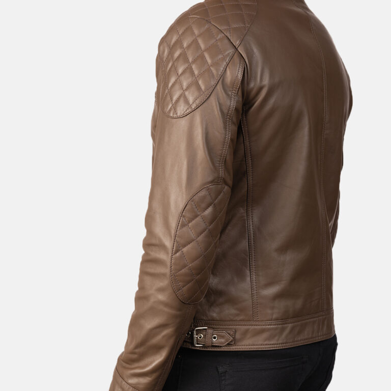 Mens Gatsby Mocha Brown Leather Biker Jacket6312-9-1568993808288